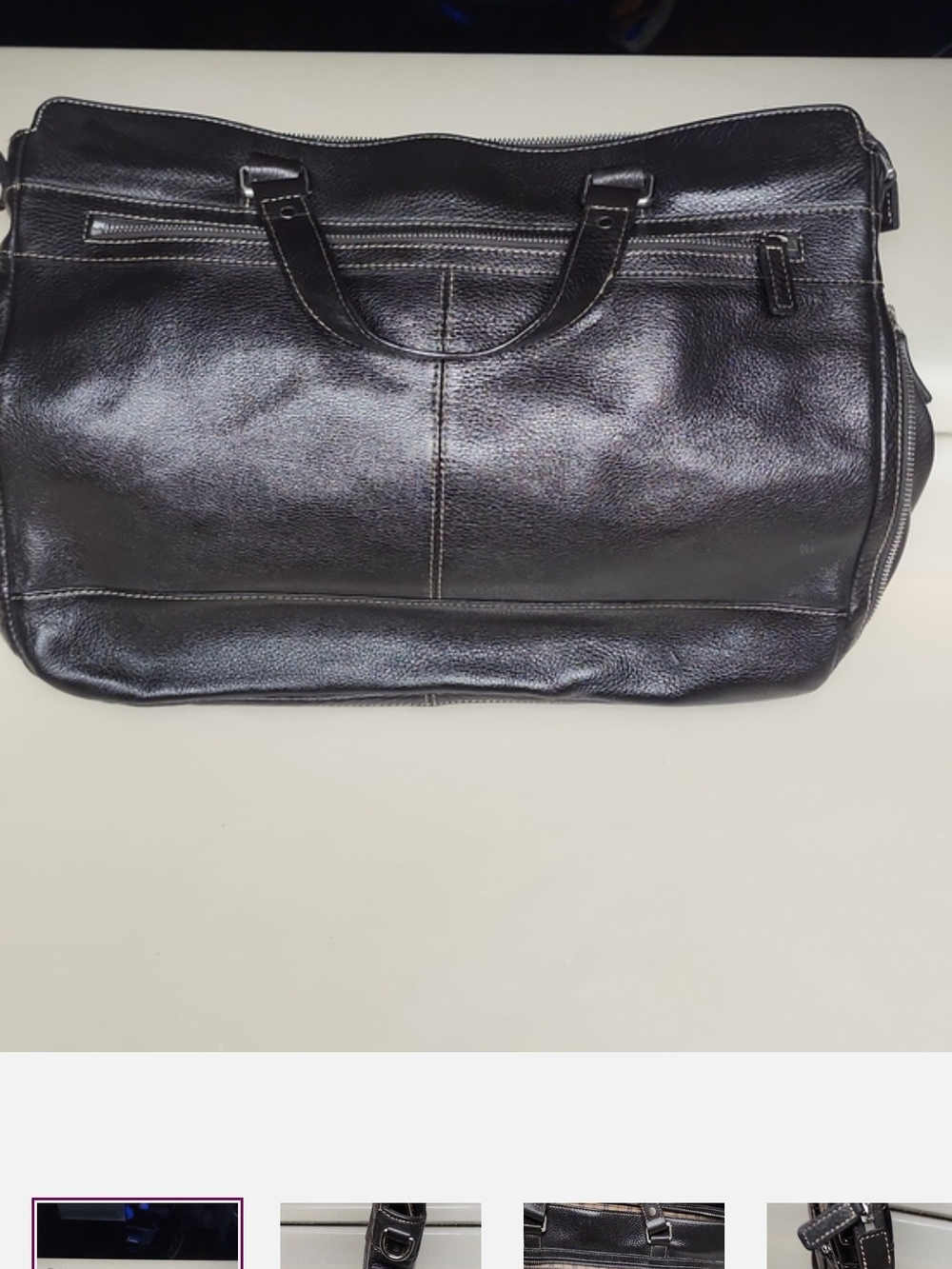 Levenger Black Leather Briefcase Bag - Picture 5 of 12